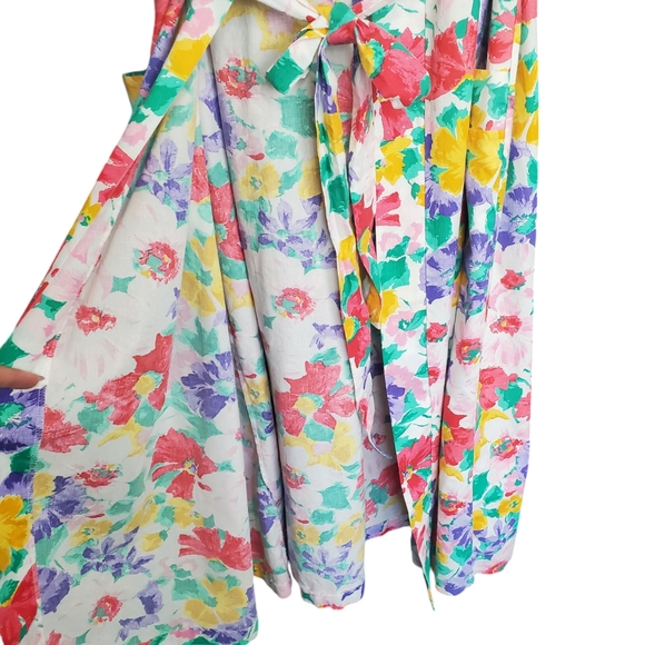 Vintage 60s Bright Floral Lightweight Robe Feminine Girly L - Picture 4 of 7